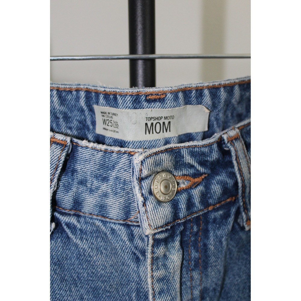 Topshop Moto Mom Jeans 25x32 Floral Hummingbird Embroidered High Rise No Stretch - Picture 5 of 12